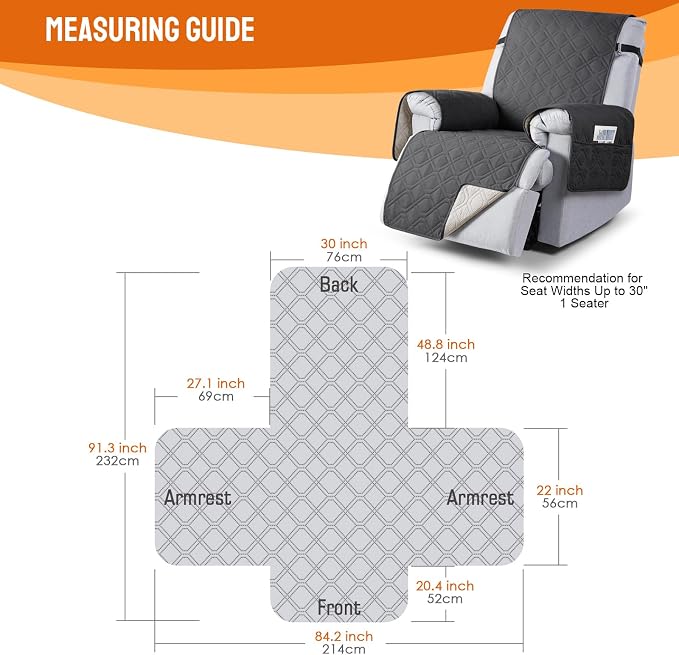 VANSOFY 100% Waterproof Recliner Chair Covers, Recliner Cover Non-Slip Dog - Image 2