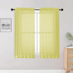 Lemon Sheer Curtains for Bedroom Living Room 54 Inch Length 2 Panels Set by OWENIE