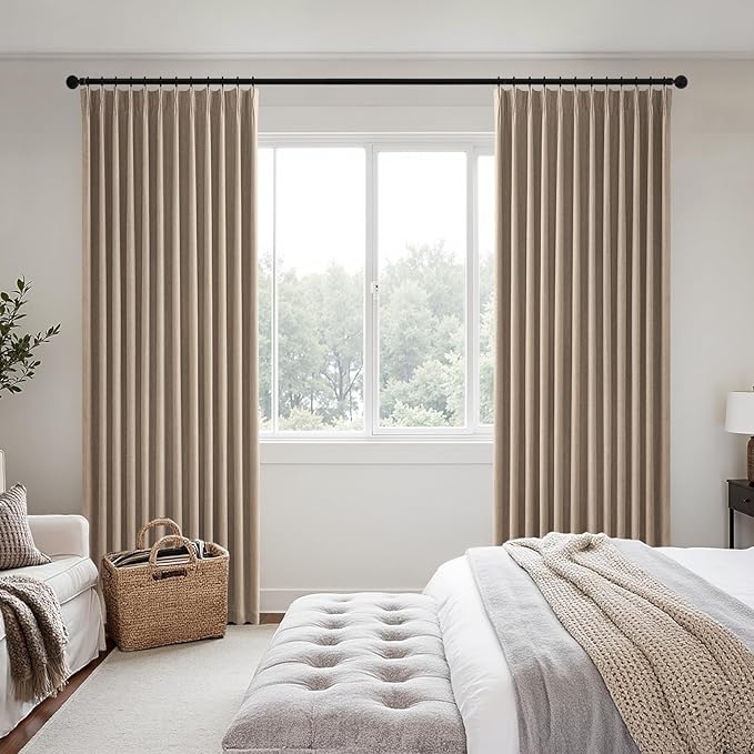 MIULEE Copper Brown Pinch Pleated 100% Blackout Linen Curtains 40x63 Inches | - Image 2