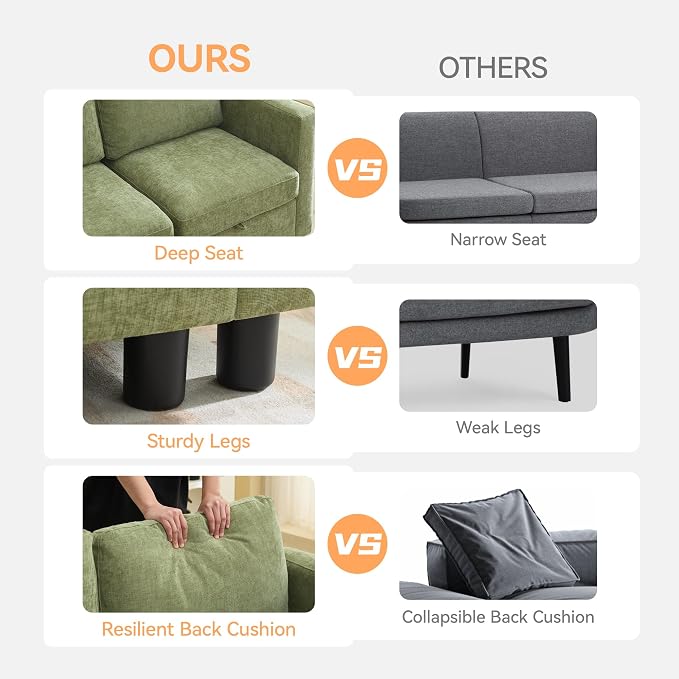 WUTUTUEE 58”Modular Sectional Loveseat Sofa - Image 6