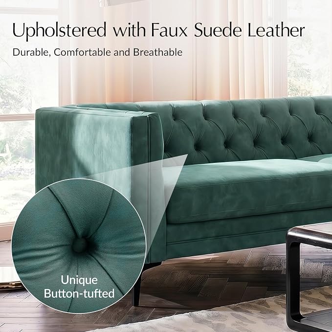 HULALA HOME 84" W Faux Leather Sofa Couch - Image 4