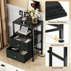 Furologee Nightstands with Charging Station, End Table with LED Lights - Image 6