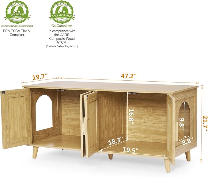 Homhedy Boho Cat Litter Box Enclosure - Image 2