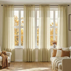 MIULEE Gold Sheer Curtains 84 Inches Long 4 Panels 42 x 84 Inches | Light by MIULEE