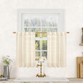 Beige Linen Kitchen Curtains 30 Inch Length by LAMIT