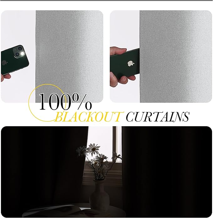 NICETOWN 100% Blackout Linen Curtains - Image 2
