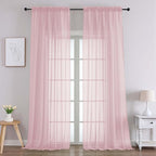 Chyhomenyc Blush Pink Sheer Curtains 96 Inches Long 2 Panels, Light Filtering by Chyhomenyc