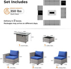 ovios 13 Pieces Patio Furniture Set, Outdoor Wicker Sectional Sofa - Image 8