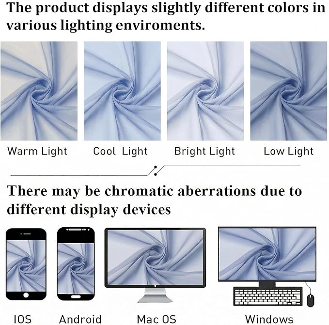 Denim Blue Sheer Curtains 54 Inch Length 2 Panels, Voile Light Filtering - Image 7