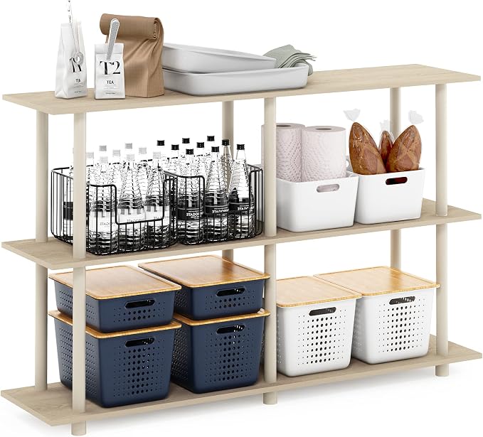 Furinno Turn-N-Tube No Tools 3-Tier Rectangle Side Display Rack, Bauhaus by Furinno-FitsYourSpaceFitsYourBudget