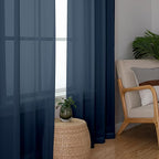 Chyhomenyc Sheer Navy Blue Curtains 90 inches Long 2 Panels, Light Filtering - Image 3