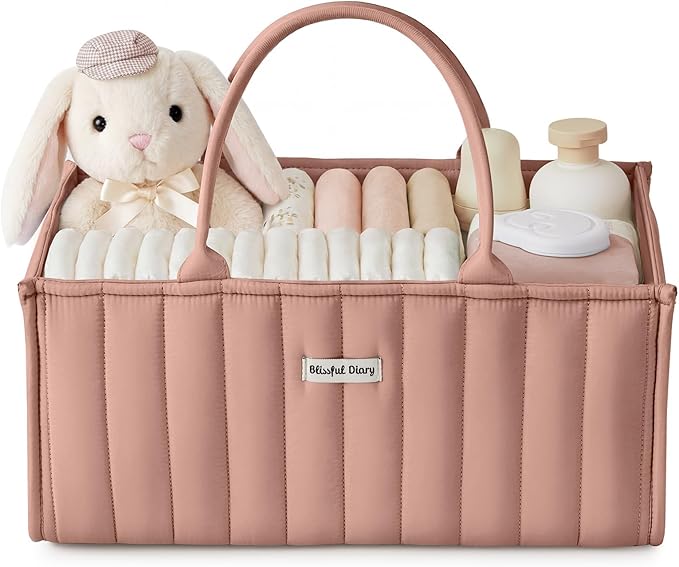 Blissful Diary Baby Diaper Caddy Organizer, Stylish Storage Basket by BlissfulDiary