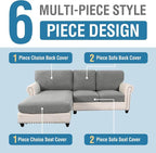 H.VERSAILTEX Sectional Couch Covers 6 Pieces Stretch Sofa Covers - Image 3