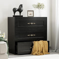 Wooden Dresser with 3 Large Drawers, Modular Media Console Storage Chest of by Belandi