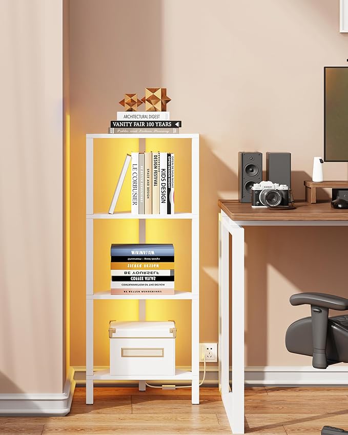 TUTOTAK Corner Shelf, 4-Tier Corner Bookshelf - Image 7