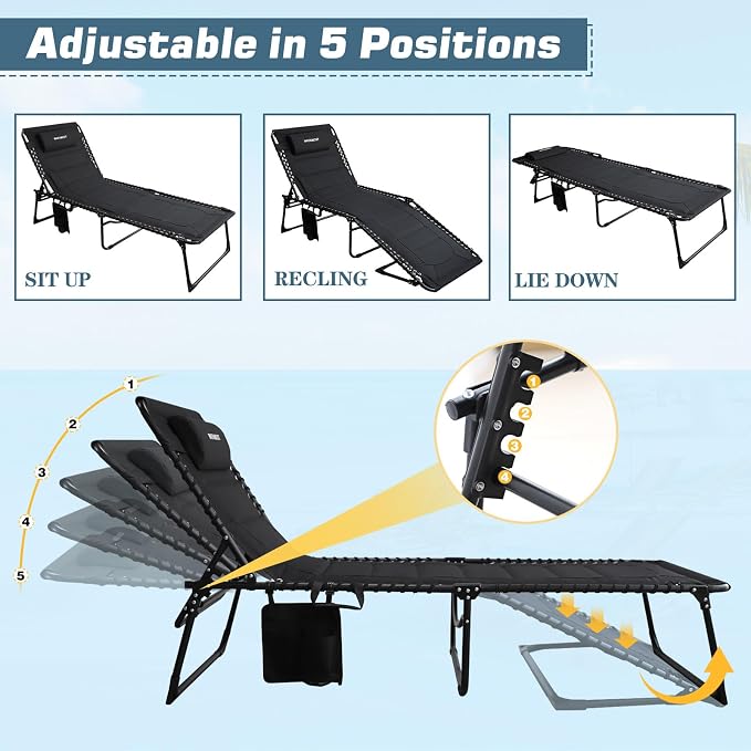 Oversized Padded Outdoor Folding Lounge Chair - Image 3