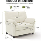 44.5" Oversized Accent Chair, Comfy Chenille Fabric Living Room Chairs - Image 2