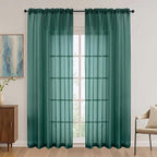 Hunter Green Sheer Curtains 84 Inches Long 2 Panels Set, Light Filtering Sheer by OVZME