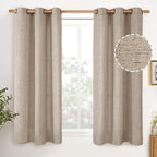 YoungsTex 48 Inch Length Linen Curtains, Burlap Tan Short Window Drapes | by YoungsTex