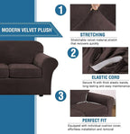 H.VERSAILTEX Modern Velvet Plush 4 Piece High Stretch Sofa Slipcover Cover Form - Image 3