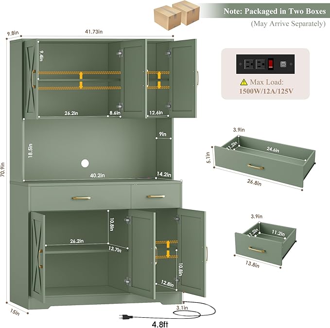 HOSTACK 71" Pantry Cabinet - Image 3
