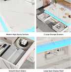 47.2 inch Modern High Glossy LED Coffee Table - Image 4