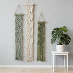 M MANUAL 3 Pcs Macrame Leaf Wall Hanging Bohemian Wall Decor Feathers Wall Art - Image 7