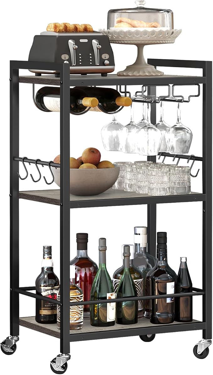 TUTOTAK Bar Cart, Home Bar Serving Cart, Microwave Cart, Drink Cart, Mobile by ChoosetutotakFurnitureBuildYourCozyHome