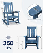 KINGYES Oversized Outdoor Rocking Chair Set of 2, All-Weather Patio Rocking - Image 3