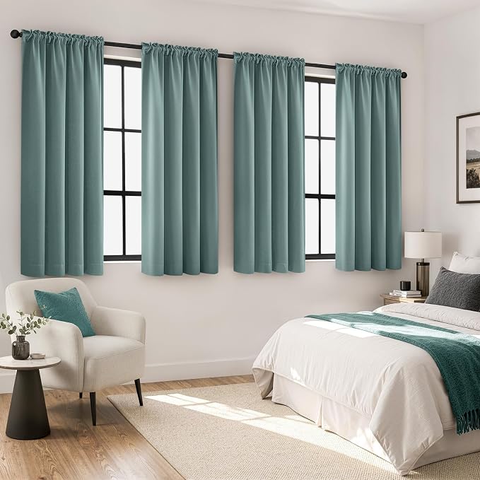 MIULEE Dusty Blue Blackout Curtains 4 Panels Set 72 Inch Length Bedroom | by MIULEE