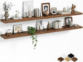 Fun Memories Floating Shelves for Wall, 72 Inch Long Set of 2 Rustic Wood Wall by FunMemories