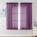 Chyhomenyc Sheer Curtains 63 Inch Length 2 Panels, Plum | Light Filtering by Chyhomenyc