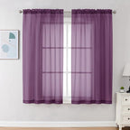 Chyhomenyc Sheer Curtains 63 Inch Length 2 Panels, Plum | Light Filtering by Chyhomenyc
