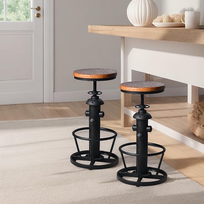 Rustic Industrial 3 Piece Bar Table Set - Image 8