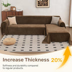 2 Pieces Sectional Couch Covers L Shaped Cover XXXL Coffee | Thick Washable - Image 3