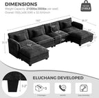 ELUCHANG 150" Modular Sectional Sofa, Comfy Deep Seat Cloud Couch, 6 Seater U - Image 2