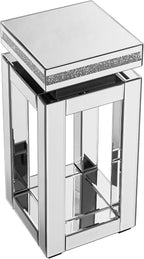 Mirrored End Table Square with Crystals, 2-Tier Modern Small Sofa Table with - Image 7