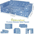 MeMoreCool Kids Couch, 10-Piece Modular Play Couch - Image 3