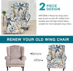 KRFOONN Stretch Wing Chair Slipcovers Printed 2 Piece Wingback Chair Covers - Image 3