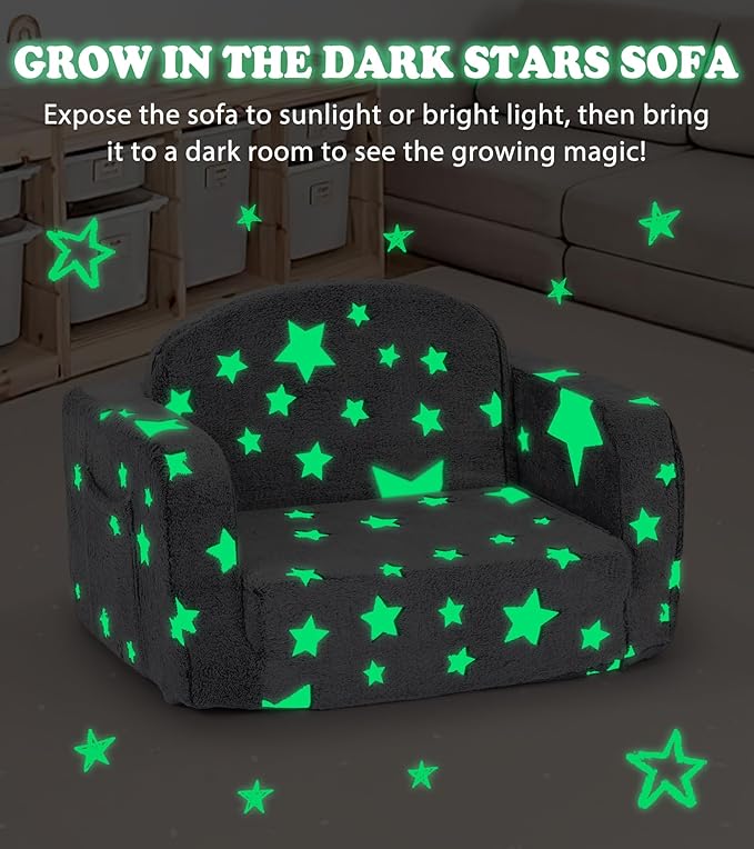 Kids Couch, 2-in-1 Soft Toddler Couch Fold Out - Image 6