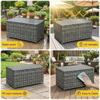 GarveeLife Medium Outdoor Wicker Storage Box, PE Rattan Patio Storage Chest - Image 6