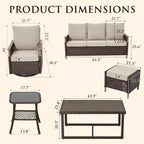 MELLCOM 7 Piece Patio Furniture Set Wicker Patio Conversation Set Rocking - Image 2