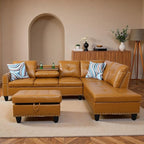 97.5" Yellow Couch L Shaped Couch Set, Modular Sectional Couches - Image 8
