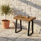 Home Soft Things Natural Reclaimed Pine Wood Tile Shape Entryway Bench - Image 2