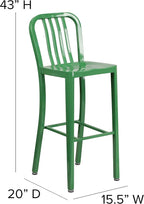 Flash Furniture Gael Commercial Grade 2 Pack 30" High Green Metal - Image 3