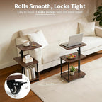 Swivel Side Table for Small Spaces, Adjustable Height End Table for Different - Image 3