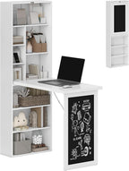 HOMCOM Foldable Convertible Writing Table, Wall Mounted Space-Saving Computer by HOMCOM