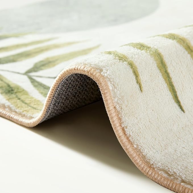 RoomTalks Mid Century Modern Washable Rug, Abstract Tropical Leaves Non Slip - Image 6