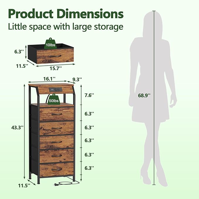 Furnulem 5 Drawers Dresser - Image 3