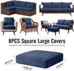 8Pcs Outdoor Cushion Covers, Stretch Patio Furniture Couch Chair Slipcovers | - Image 2